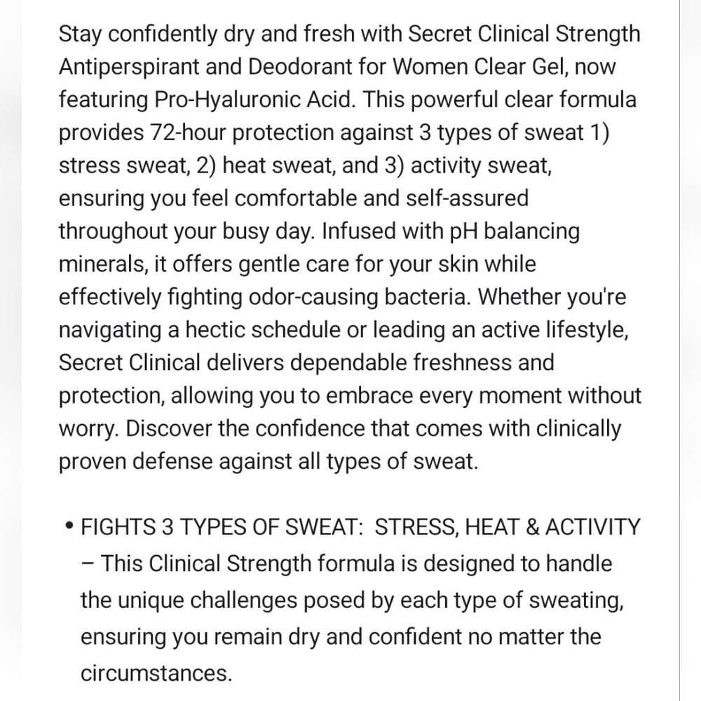 🐢2/$15 Secret Clinical Strength Clear Gel Deodorant Stick Completely Clean - Picture 15 of 16